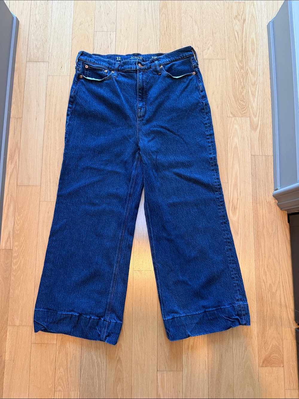 J. Crew Indigo Wide-Leg High-Rise Jeans